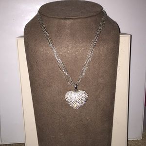 Pave Heart ❤️ Silver Necklace